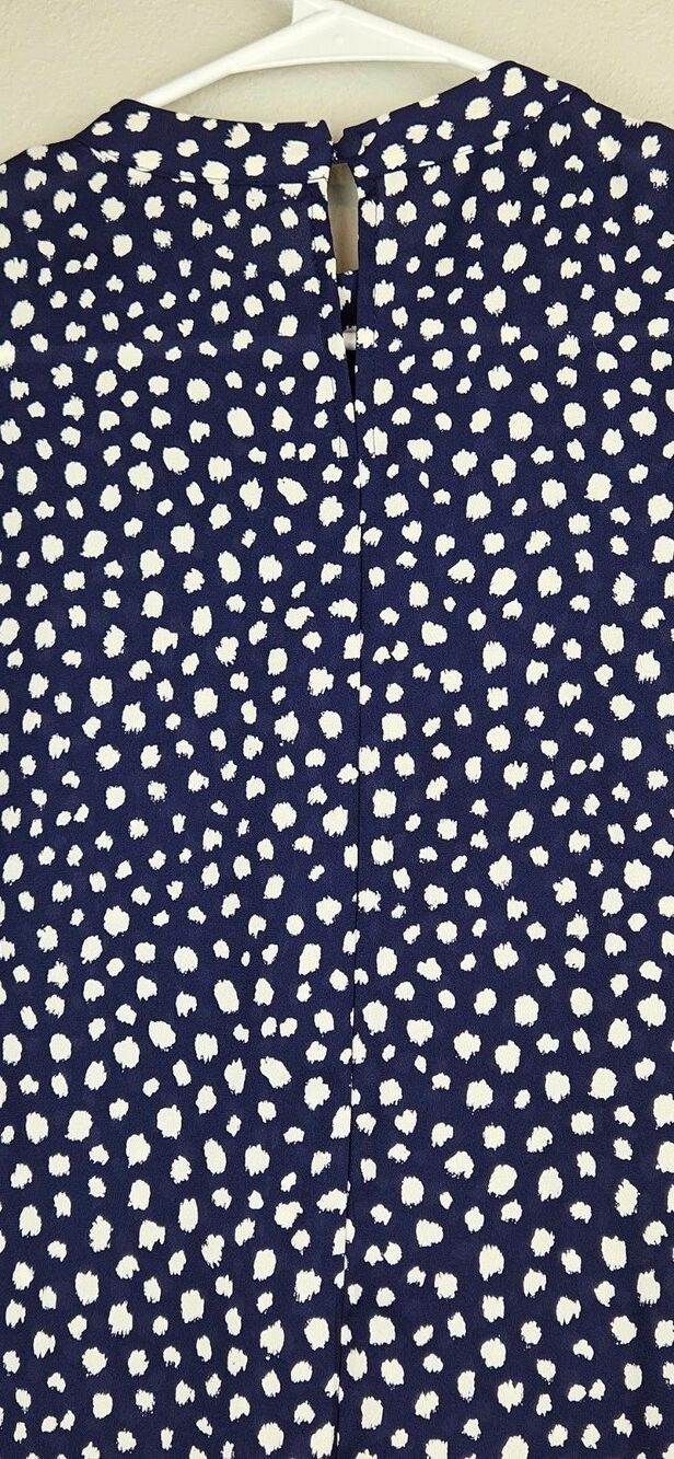 Forever 21 Women's Small Short Sleeve Blouse Navy Blue & White Top Shirt - Picture 8 of 10